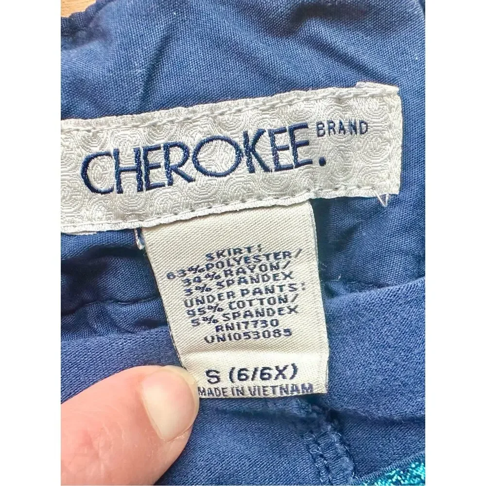 Cherokee Girls 6/6X Blue Plaid Pleated Skort Y2K Preppy Velvet Buckles